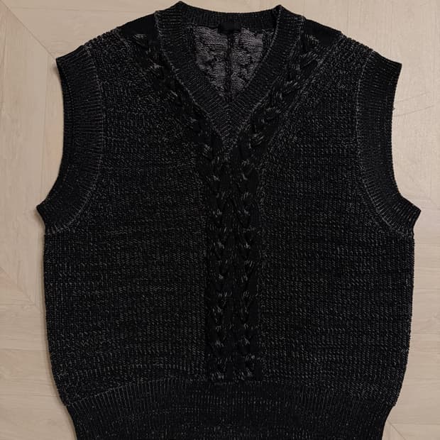 코스 케이블 니트조끼 블랙