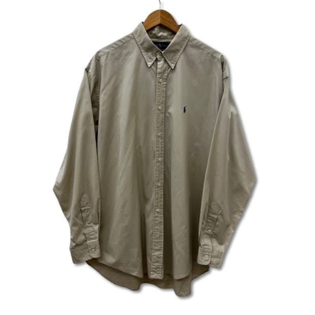 폴로 랄프로렌 로고 자수 버튼다운 베이지 셔츠