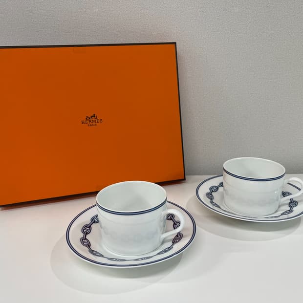 에르메스 샹달 티잔 컵 엔 소서 2P 세트 HERMES