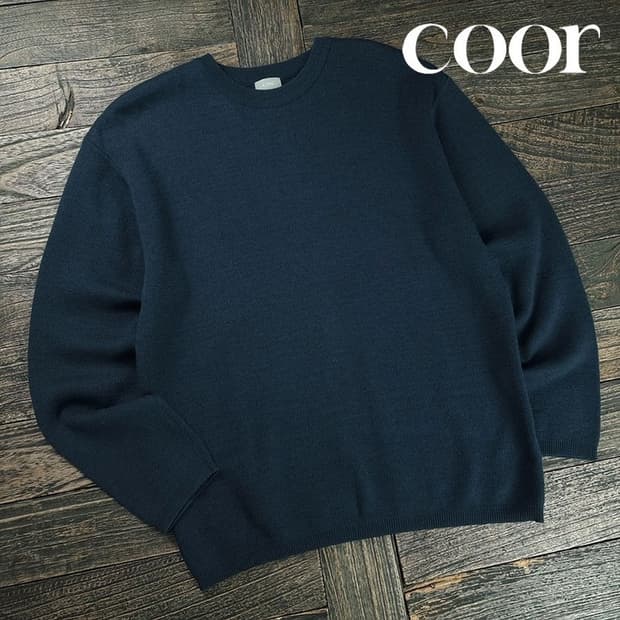 [쿠어] 캐시미어 블랜디드 크루넥 미니멀 니트 네이비 M19772