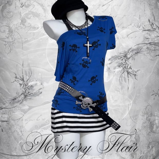 00s 세실맥비 해골 갸루 반팔 & 스트라이프 나시