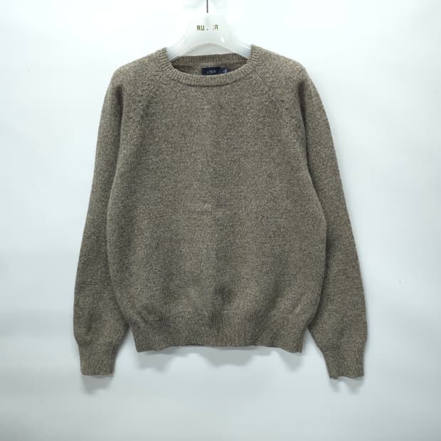 제이크루 여성 100% 램스울 헤더 브라운 라글란 니트