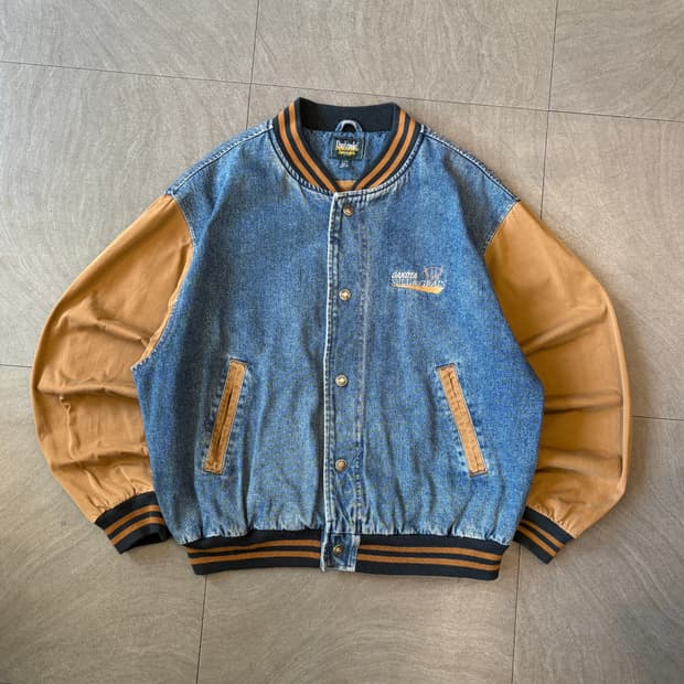 빈티지 데님 베이스볼 자켓