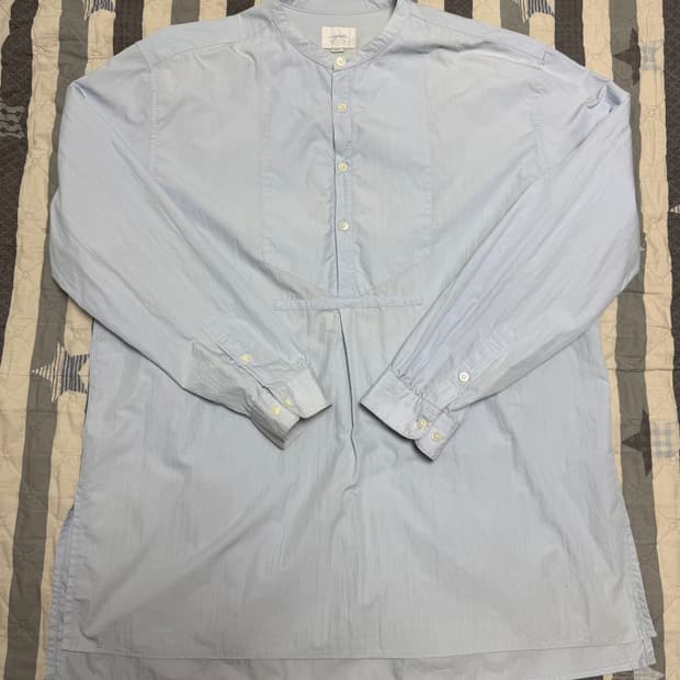 [L] 유스랩 헨리넥 셔츠 스카이블루 착샷있음