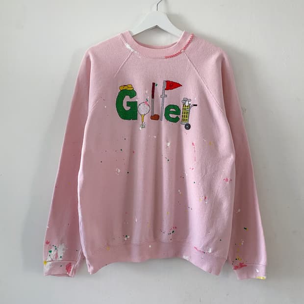80s 빈티지 Golfer 자수 페인팅 맨투맨