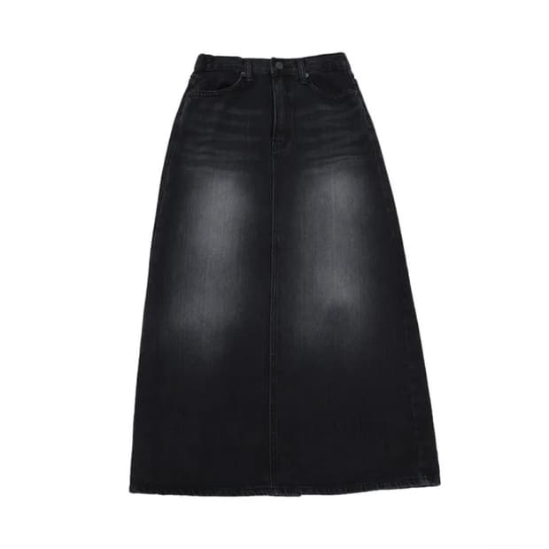 핏시 블랙 데님 롱 스커트 3XL