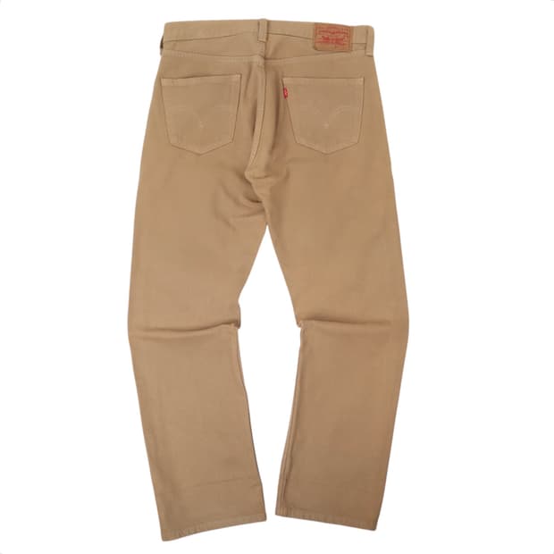 리바이스 501 베이지 스트레이트 레그 버튼플라이 데님팬츠