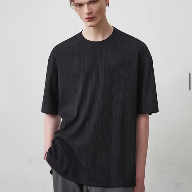 (L) 드로우핏 포멀릭 리브드 티셔츠 [BLACK] 반팔 판매