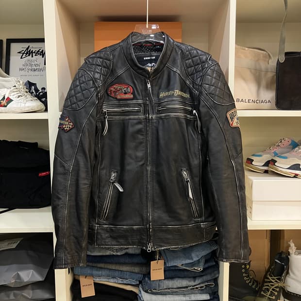 할리데이비슨 퀄팅 바이커 레더 자켓 S