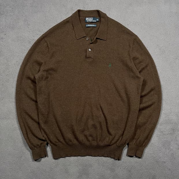 폴로 메리노울 브라운 PK 니트