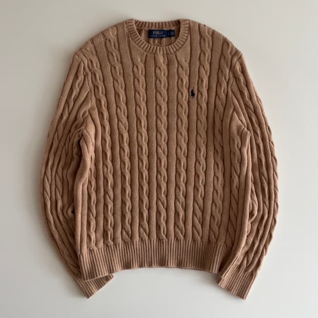 폴로 랄프로렌 베이지 케이블 니트 L