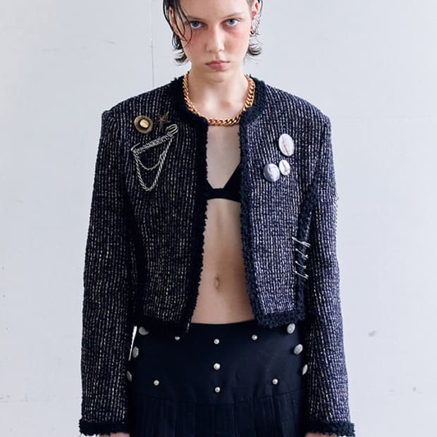 CURLY TRIMMING TWEED JACKET