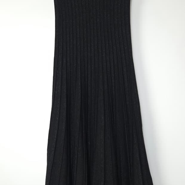 산드로 메탈릭 니트 플리츠 밴딩 롱스커트 1 사이즈