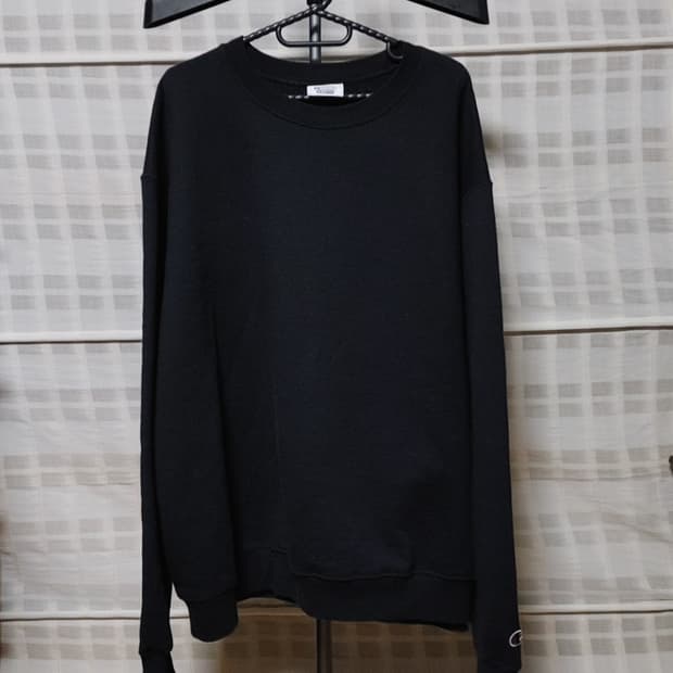 (Champion) 챔피언 검정 기모 맨투맨 티셔츠 XL (슬림)