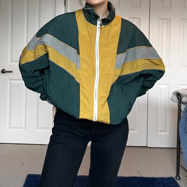 원스어게인 레트로 컬러 배색 바람막이 봄버 점퍼 L