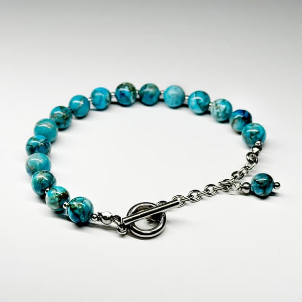 (맞춤 사이즈)천연석 남아프리카 터키석 원석팔찌 12월 탄생석