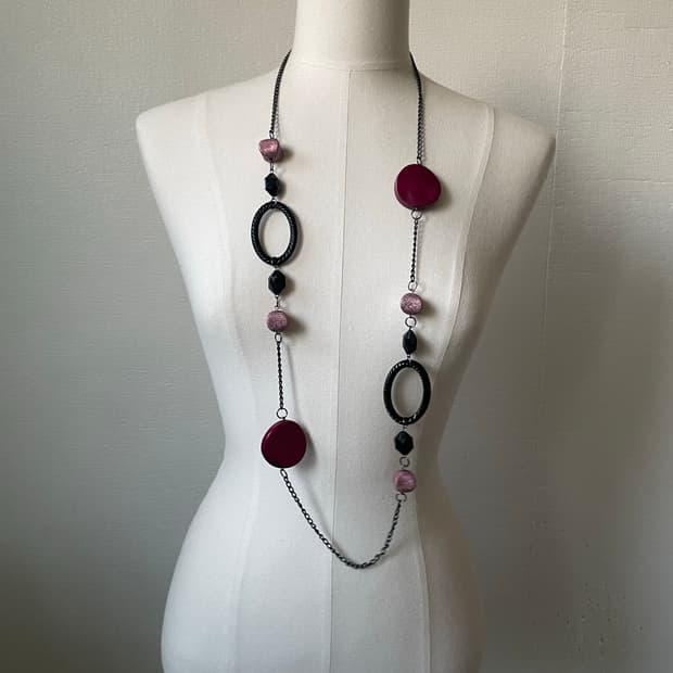 Violet Purple Long Charm Necklace