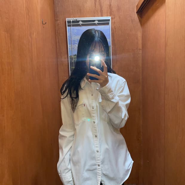 (L) Levi's 리바이스 코튼 화이트 웨스턴 셔츠