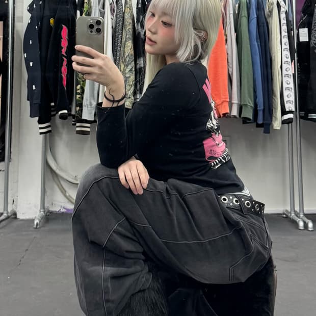 밴슨 레더 스컬 프린팅 롱슬리브