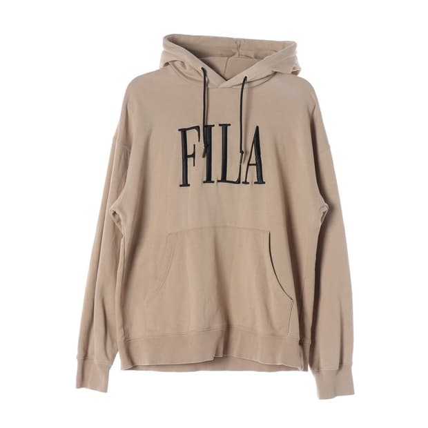 휠라 자수 빅로고 기모 후드티 베이지 L