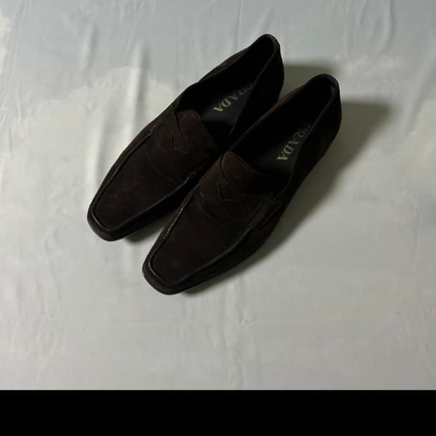 Prada sports suede dark brown loafers
