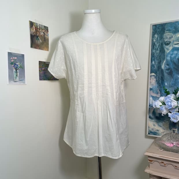 butter ivory punching summer cotton blou