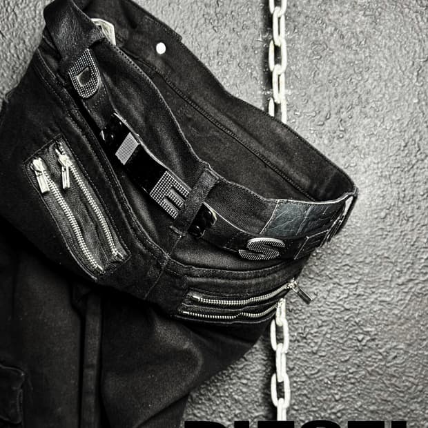 DIESEL – Logo Plate Leather Belt 