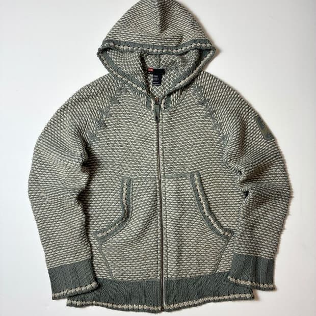 디젤 00's 패치드 짜임 울 후드 집업 PN8303