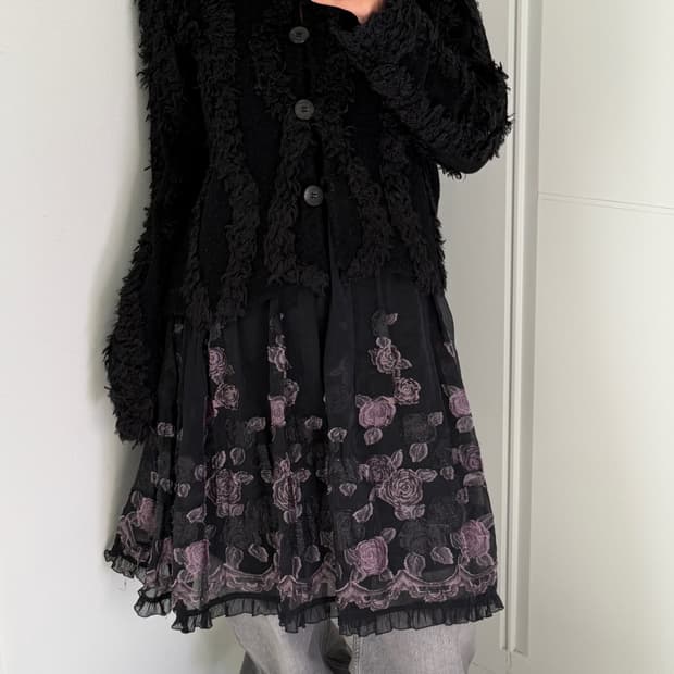 일본빈티지 링클 플리츠 가디건