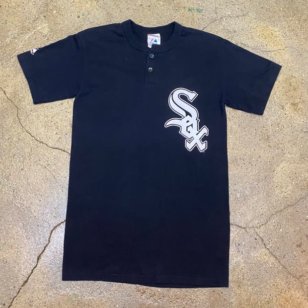 미국빈티지 마제스틱 MLB 시카고 화이트삭스 헨리넥 반팔 티셔츠