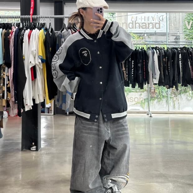 정품)베이프 빅시루 면바시티 자켓