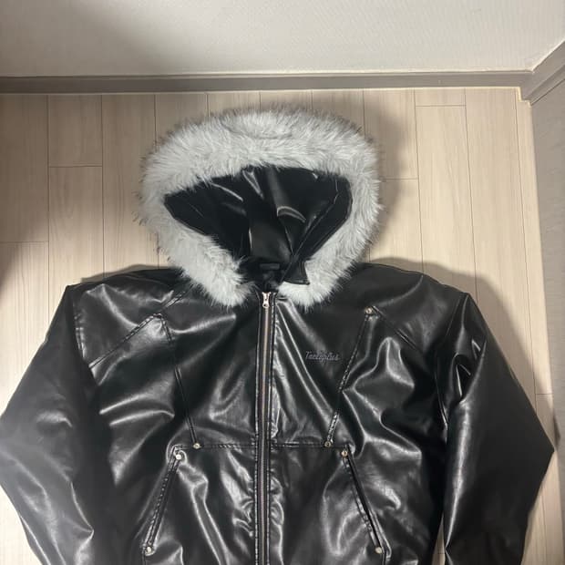 빈티지 퍼 퀄팅 가죽자켓 