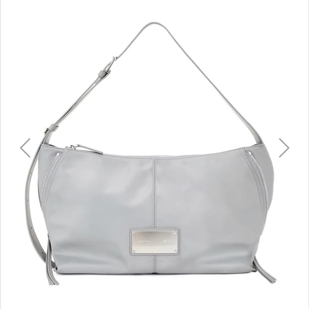 SIDE ZIPPER FABRIC SHOULDER BAG IN GREY