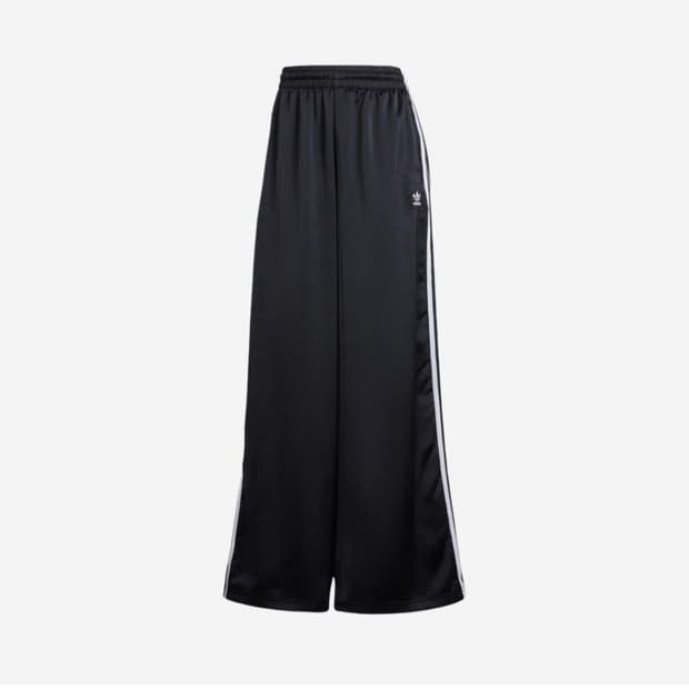 (W) 아디다스 사틴 와이드 레그 조거 블랙