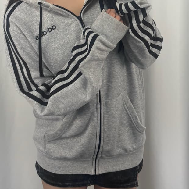 아디다스 그레이 후드집업