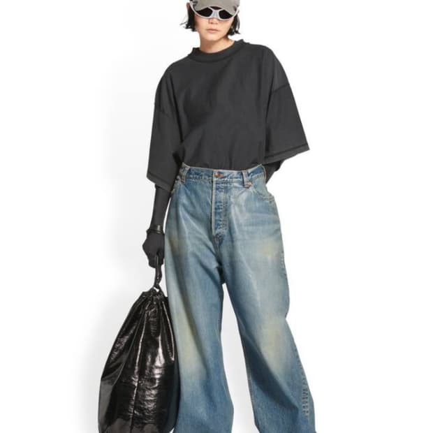 (XS)발렌시아가 라지 배기 코팅 데님진 새상품