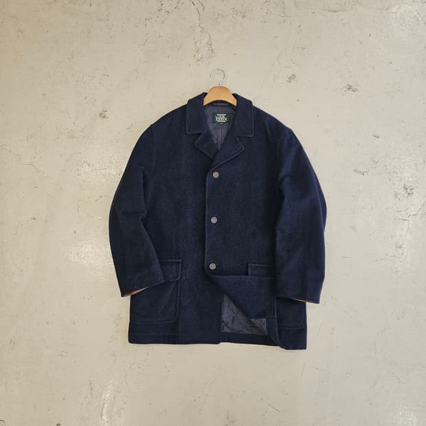 NEWYORKER 뉴요커 오버핏 울자켓 가죽디테일 빈티지 반코트 2XL