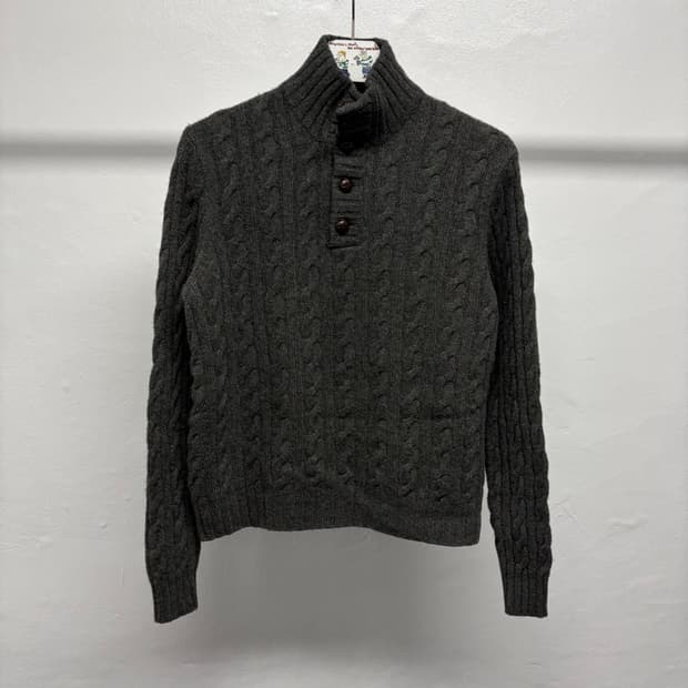 폴로 케이블 니트 반집업