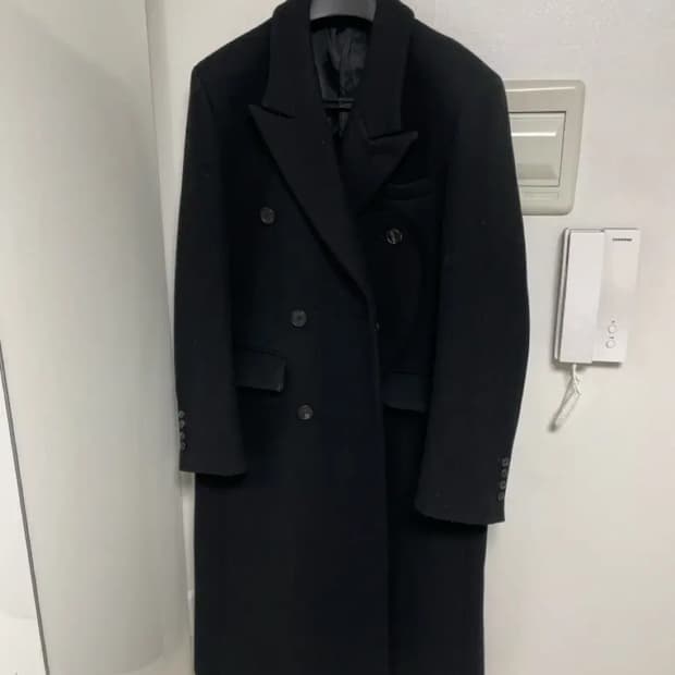 (L) stu office 패치 더블 코트