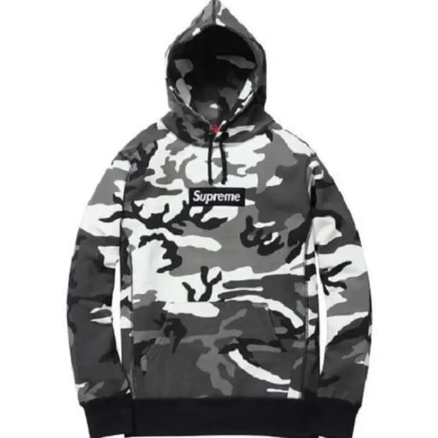 [M] 13FW 슈프림 박스로고 풀오버 후드 스노우카모