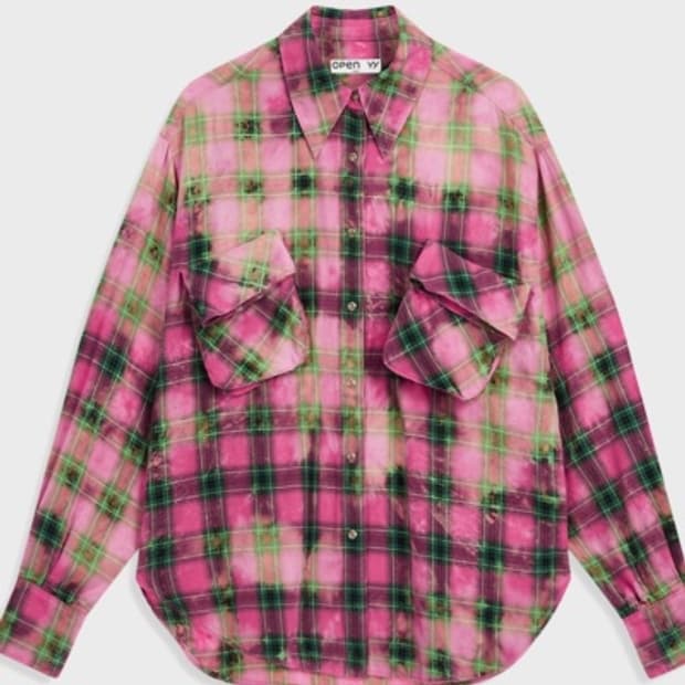 오픈와이와이 페이드 체크 포켓 셔츠 핑크