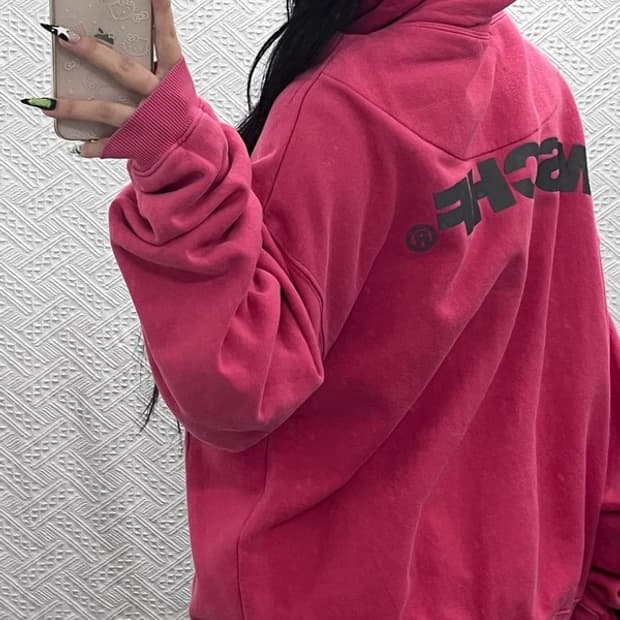 미스치프 Y2K 00's 레트로 딥핑크 백로고 후드티 L C08719