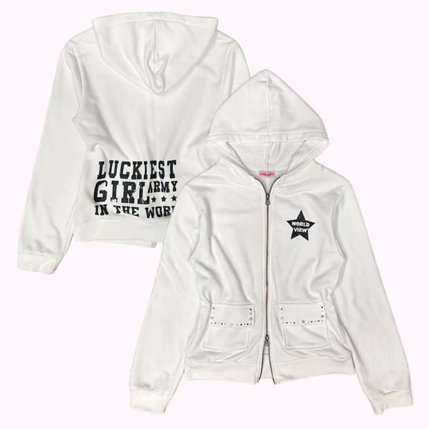 cubic pocket printing hood zip-up