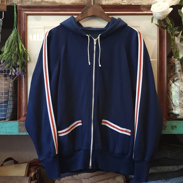 70s 빈티지 트레이닝 집업 자켓 스트라이프 블루 m 