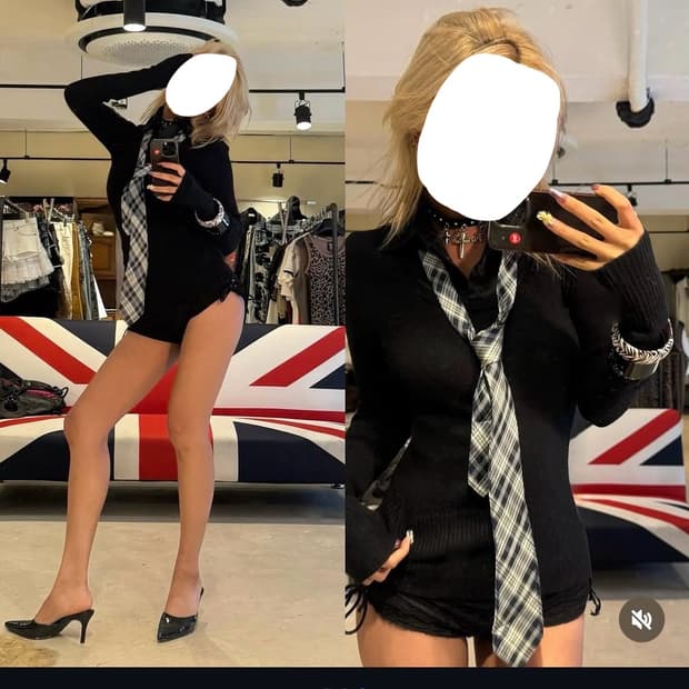 빈티지 y2k 긱시크 펑크 셔츠니트 레이어드