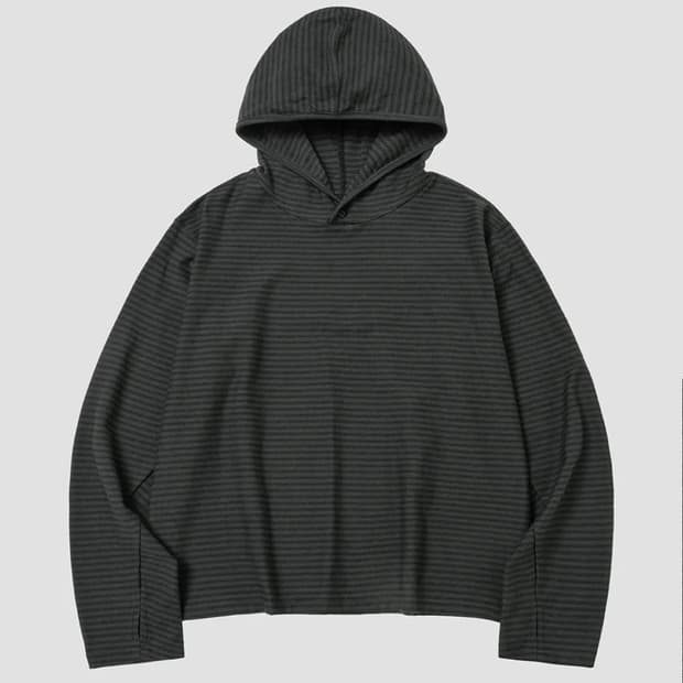 후브스 멀티 스트라이프 후드 롱슬리브 [차콜블랙] XL