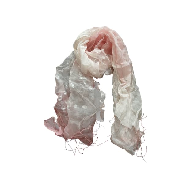 모리걸 땡땡이 핑크&화이트 비즈 스카프 