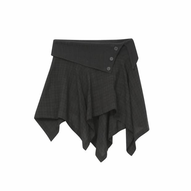 미세키서울 unbalanced flow mini skirt check