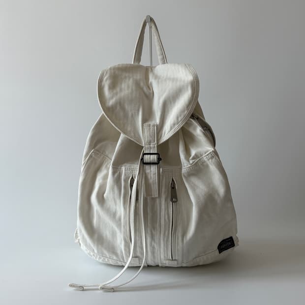Twill Cotton Rucksack (White)