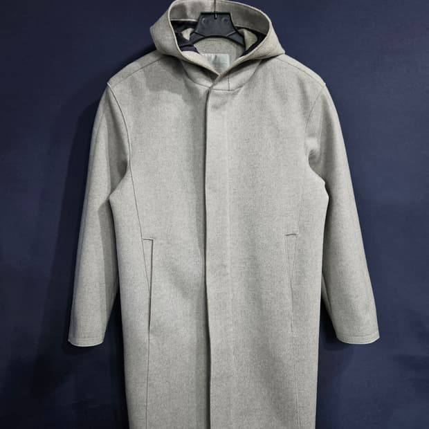 타임옴므 그레이 남성 세미오버핏 95 후드 하프코트 